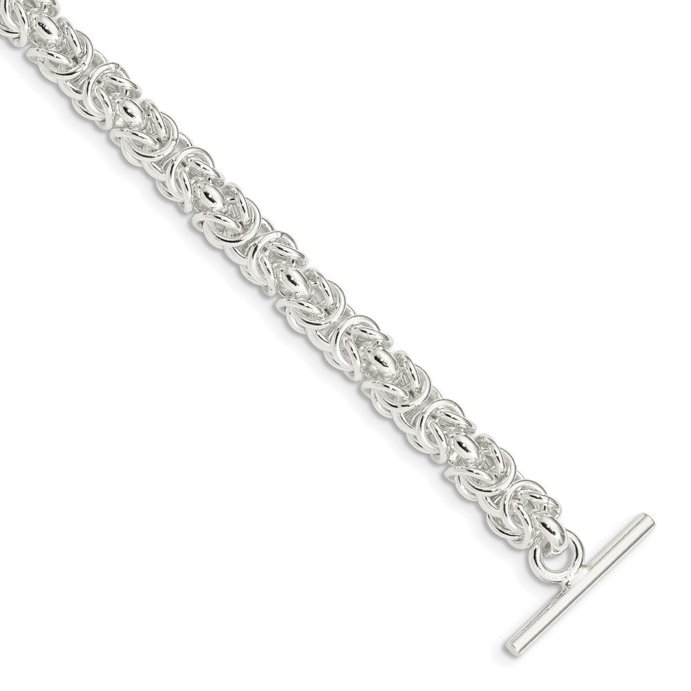 Sterling Silver 7.5inch Polished Fancy Link Toggle Bracelet