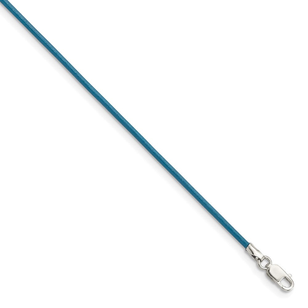 Sterling Silver 16inch 1.5mm Cornflower Leather Cord Necklace