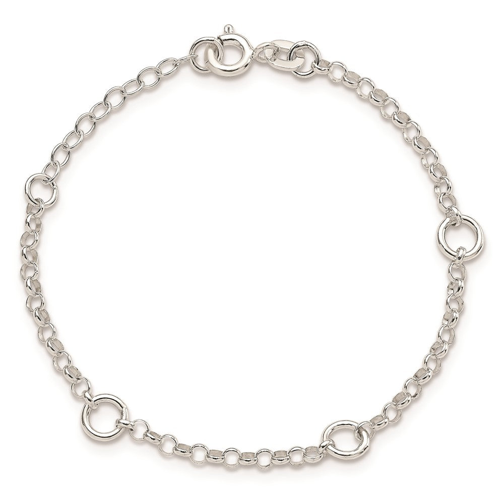 Sterling Silver Polished Fancy Rolo Chain Children's Bracelet