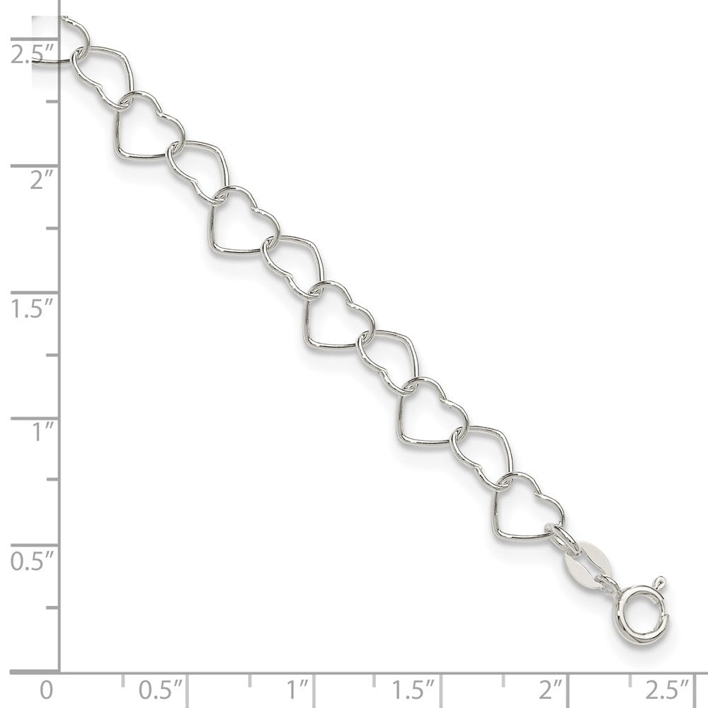 Sterling Silver 0.6mm Fancy Heart Link Anklet