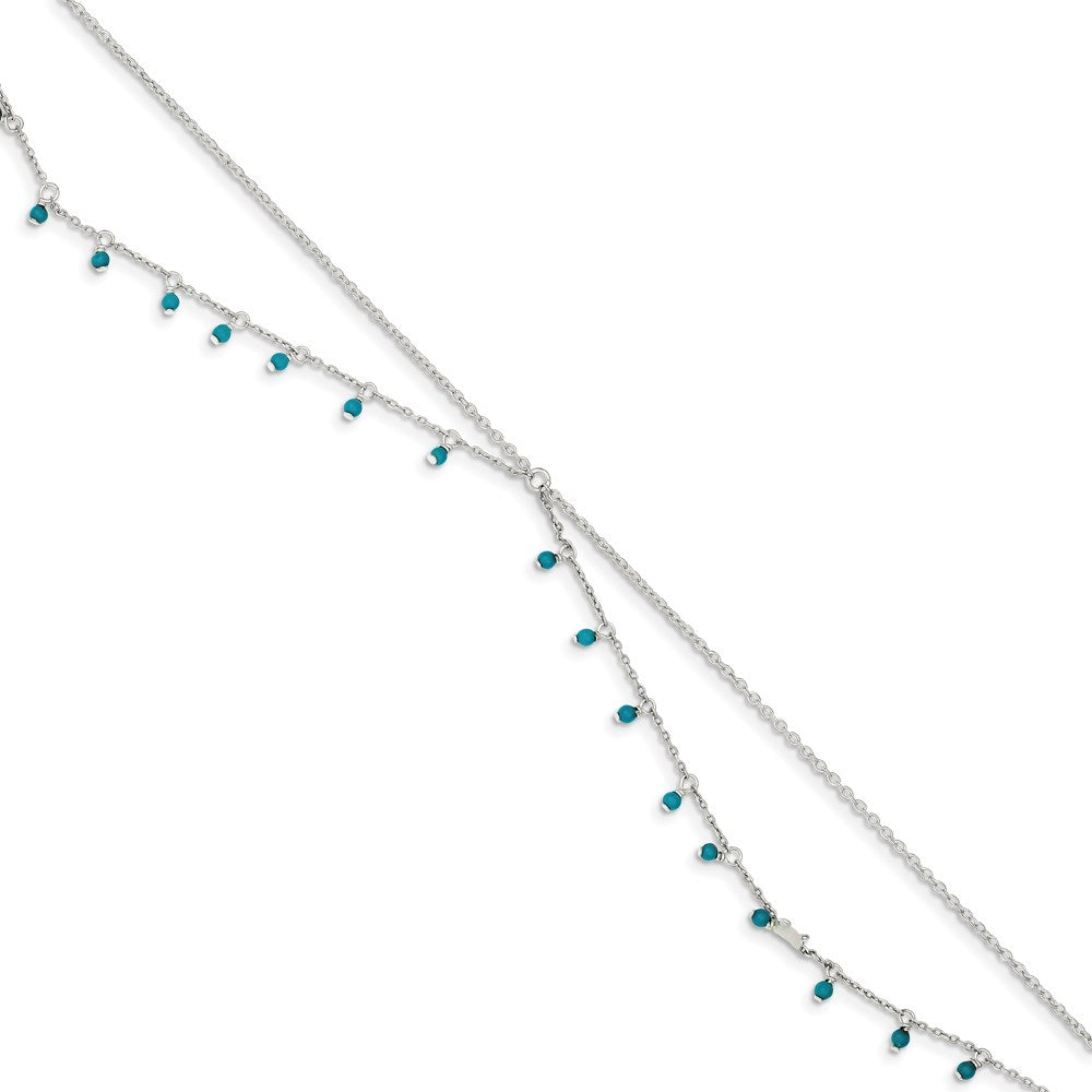 Sterling Silver Turquoise Beads Double Chain Anklet