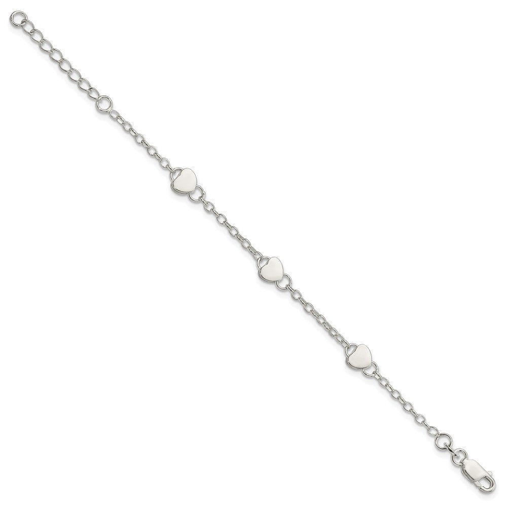 Sterling Silver Heart Childs 5 Inch Plus 1 Inch Ext. Bracelet