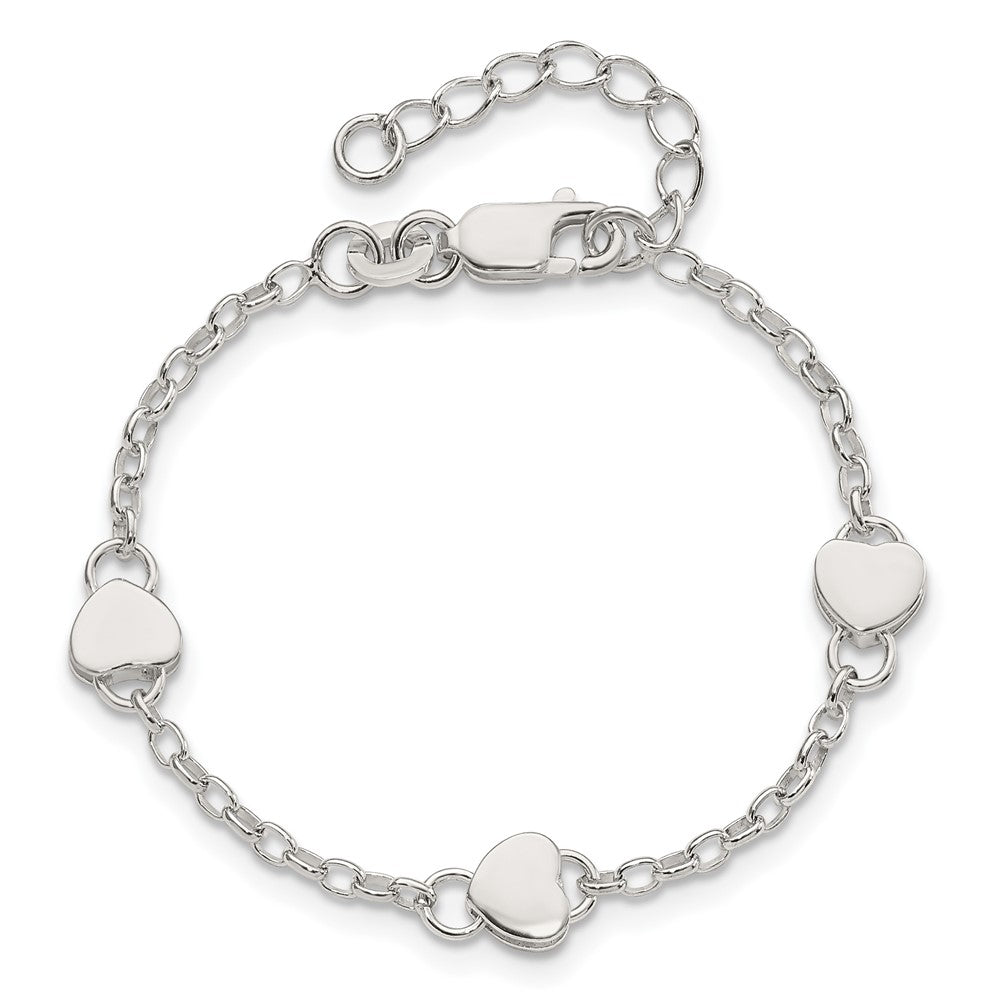 Sterling Silver Heart Childs 5 Inch Plus 1 Inch Ext. Bracelet