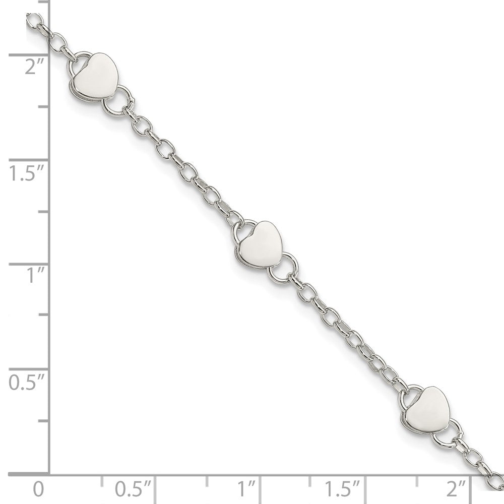 Sterling Silver Heart Childs 5 Inch Plus 1 Inch Ext. Bracelet