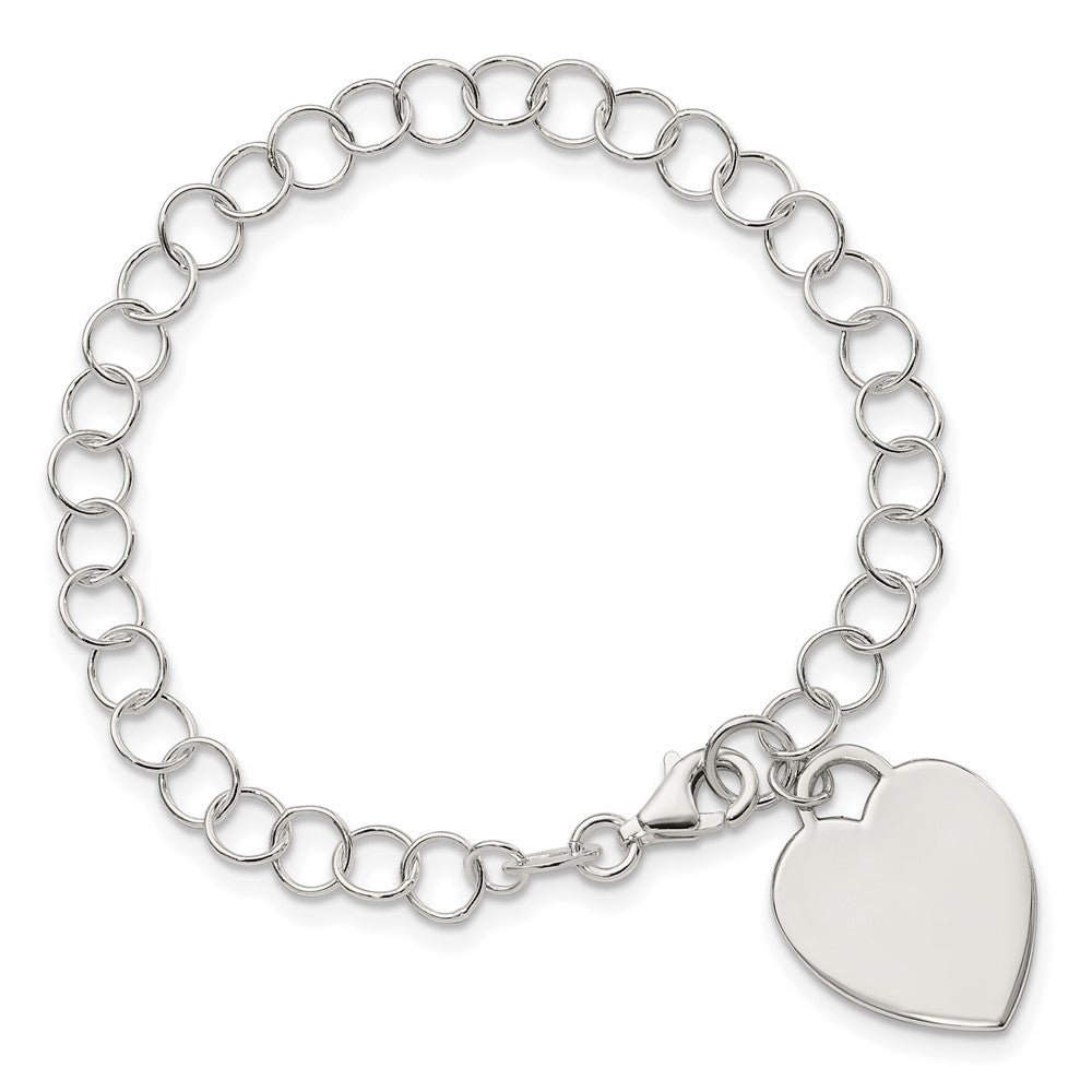 Sterling Silver Engraveable Heart Bracelet