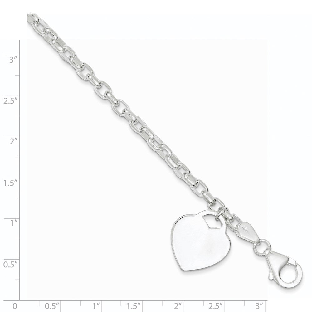 Sterling Silver 1.9mm Engraveable Heart Charm Bracelet