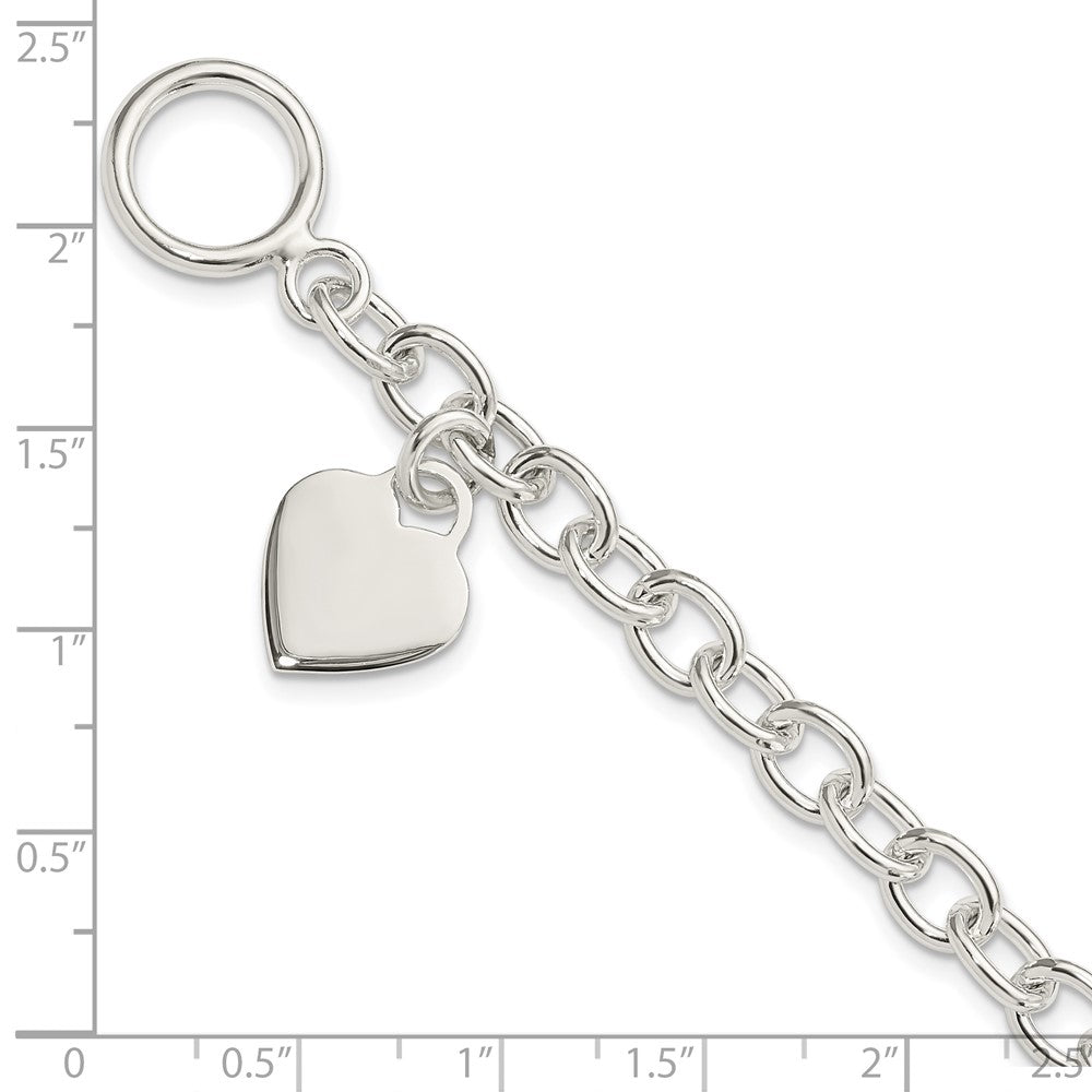 Sterling Silver Dangling Engraveable Heart Charm Bracelet