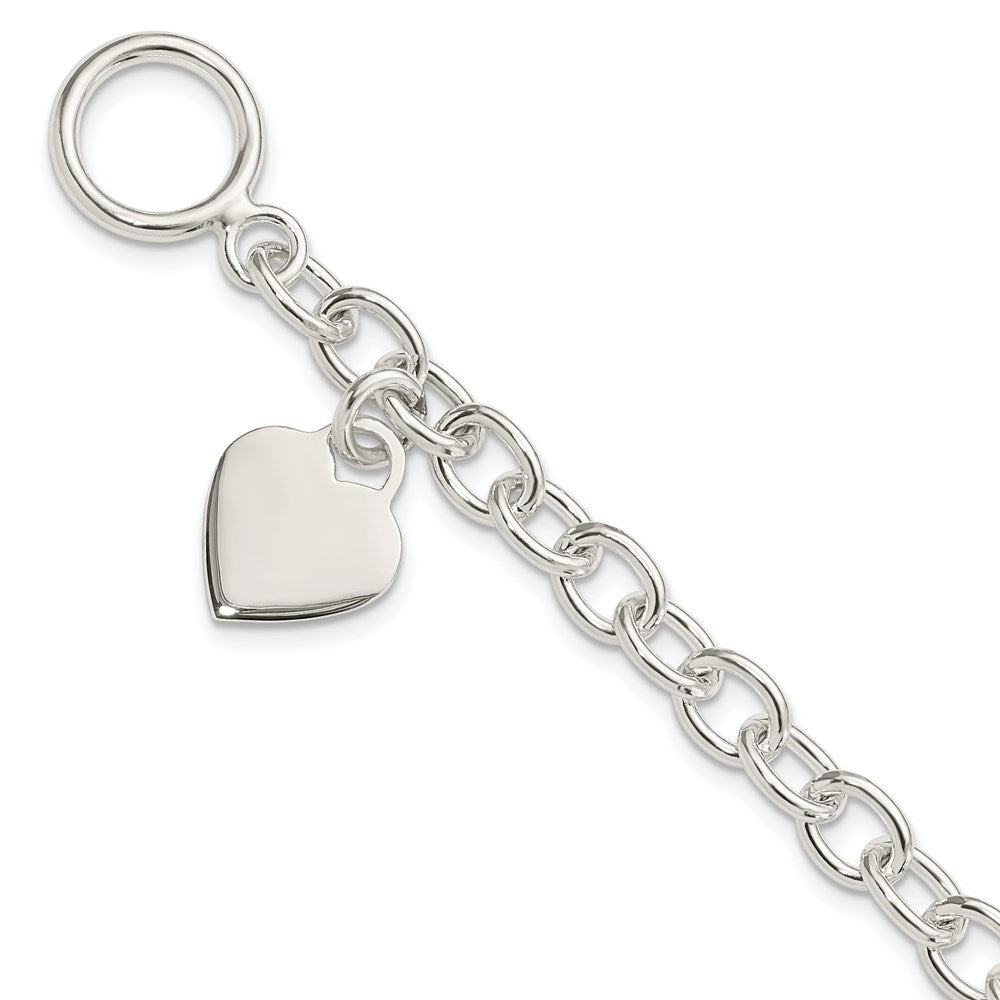 Sterling Silver Dangling Engraveable Heart Charm Bracelet