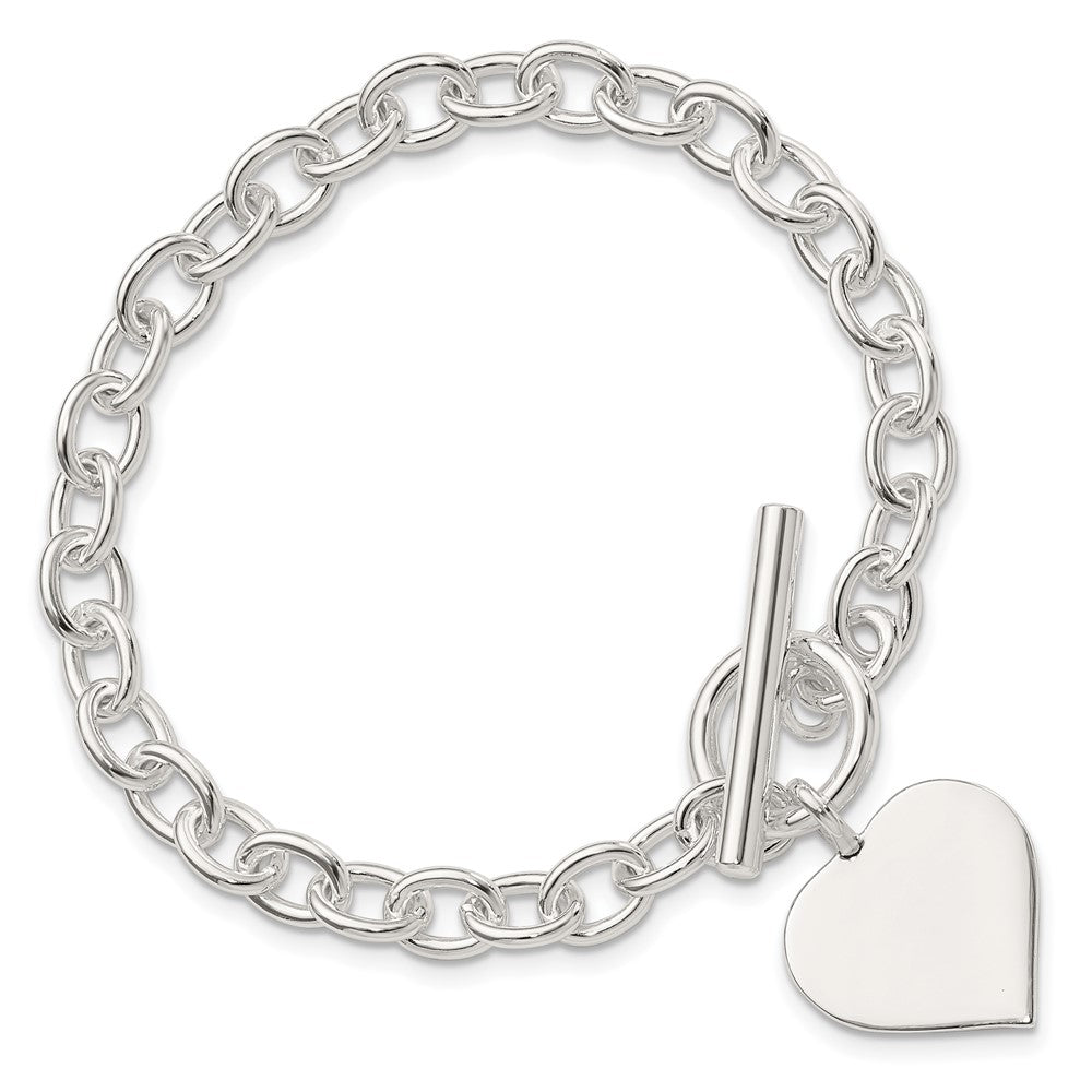 Sterling Silver Engraveable Heart Bracelet