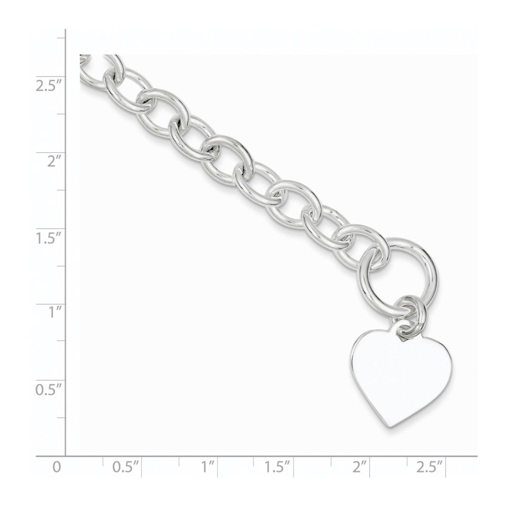 Sterling Silver Engraveable Heart Fancy Link Bracelet