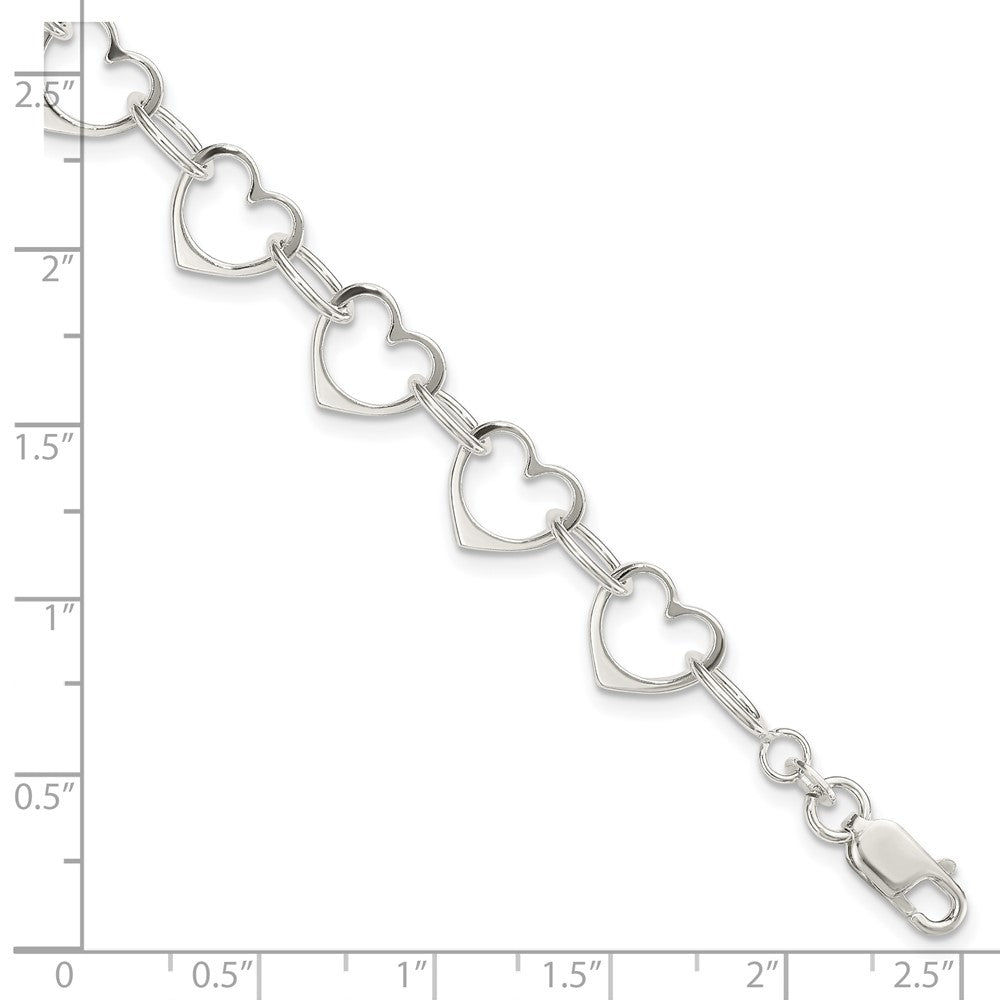 Sterling Silver Heart Link Bracelet