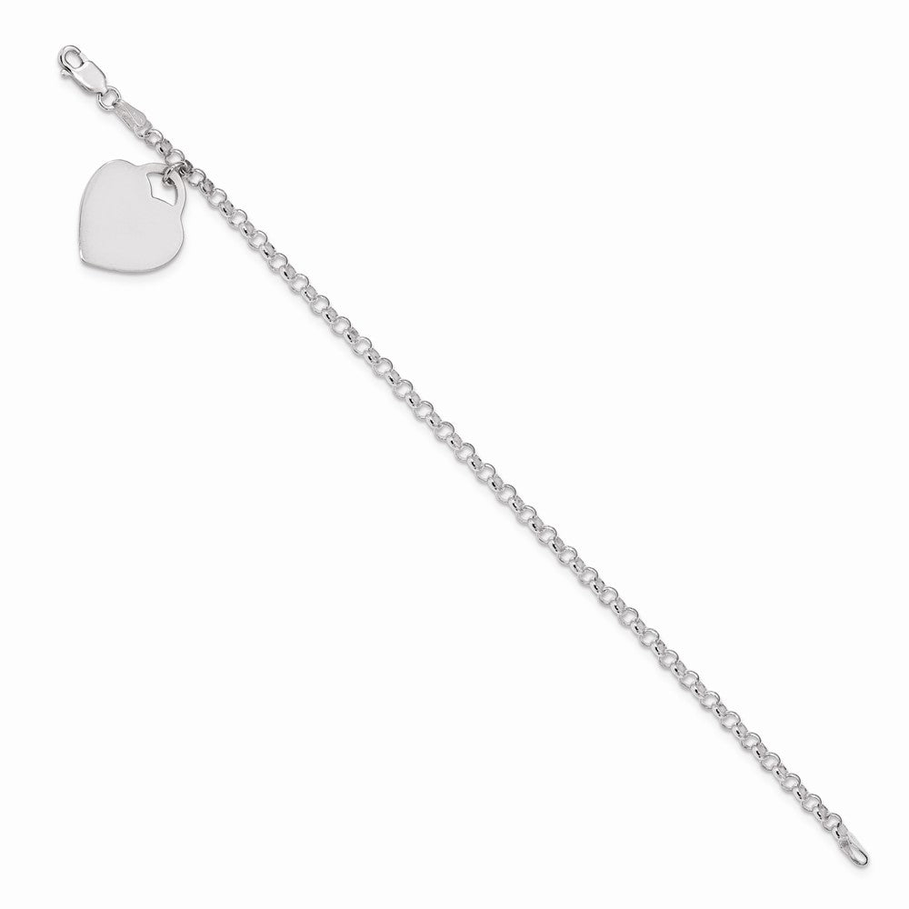 Sterling Silver Engraveable Heart Charm Bracelet