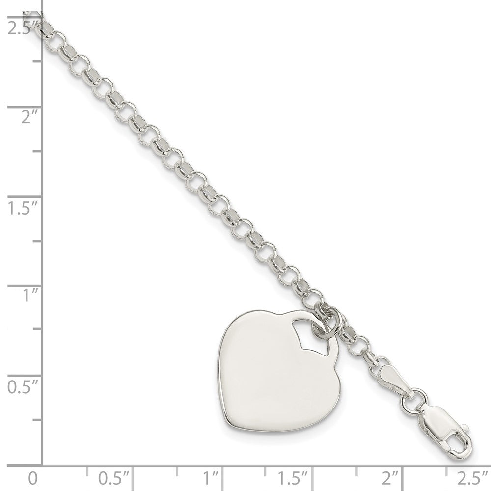 Sterling Silver Engraveable Heart Charm Bracelet