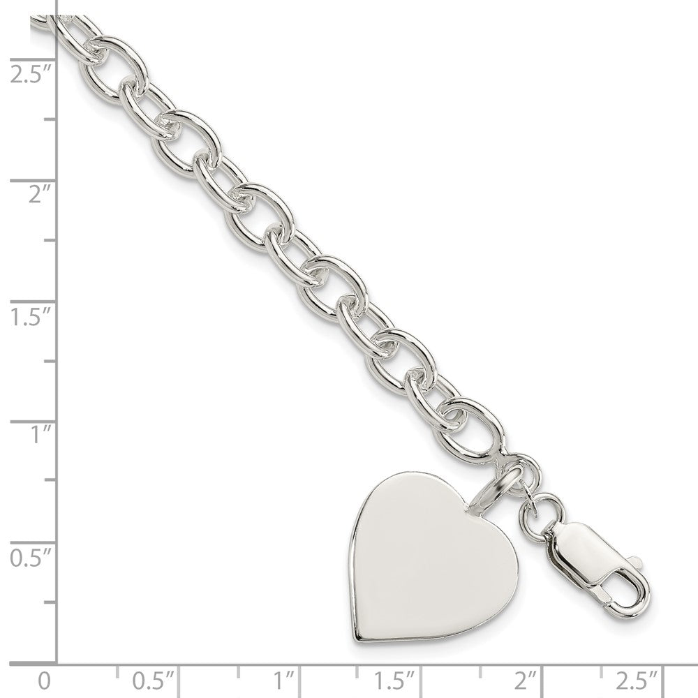 Sterling Silver Engraveable Heart Fancy Link Bracelet