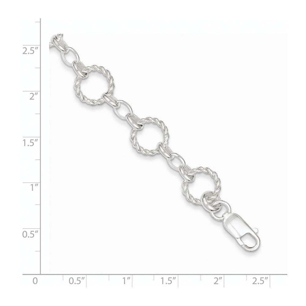 Sterling Silver Twist Circle Link Bracelet