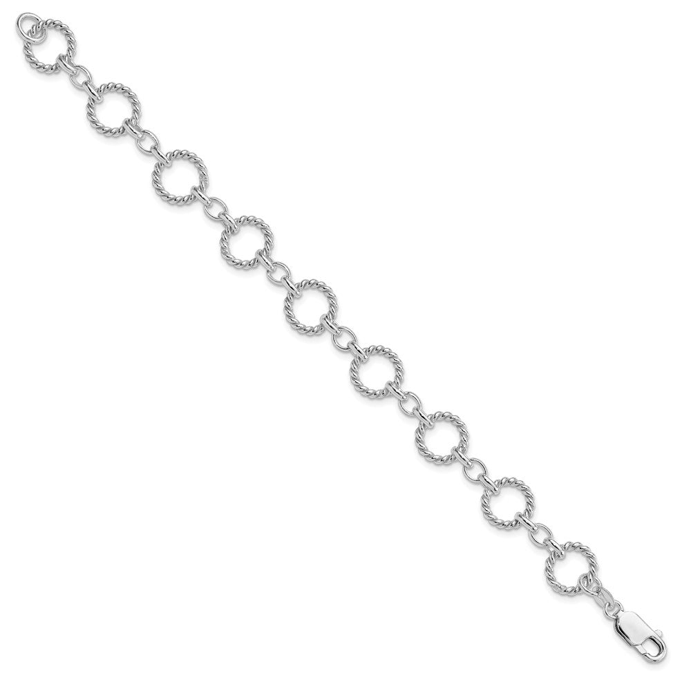 Sterling Silver Twist Circle Link Bracelet