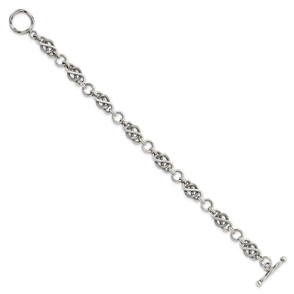 Sterling Silver Antiqued Fancy Link Bracelet