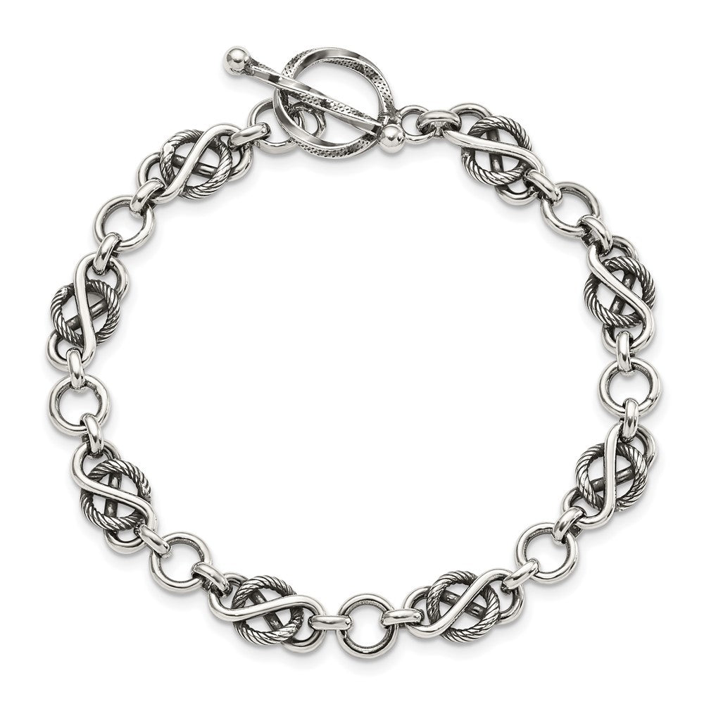 Sterling Silver Antiqued Fancy Link Bracelet