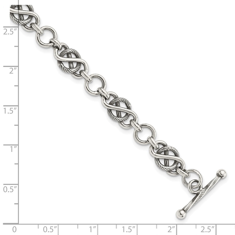 Sterling Silver Antiqued Fancy Link Bracelet