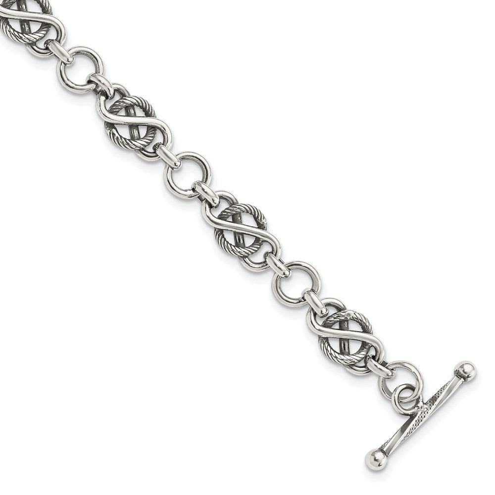 Sterling Silver Antiqued Fancy Link Bracelet