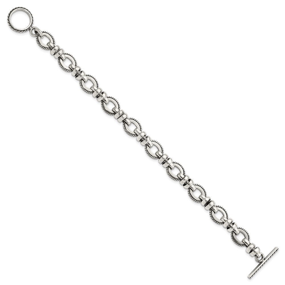 Sterling Silver Antiqued Fancy Link Bracelet