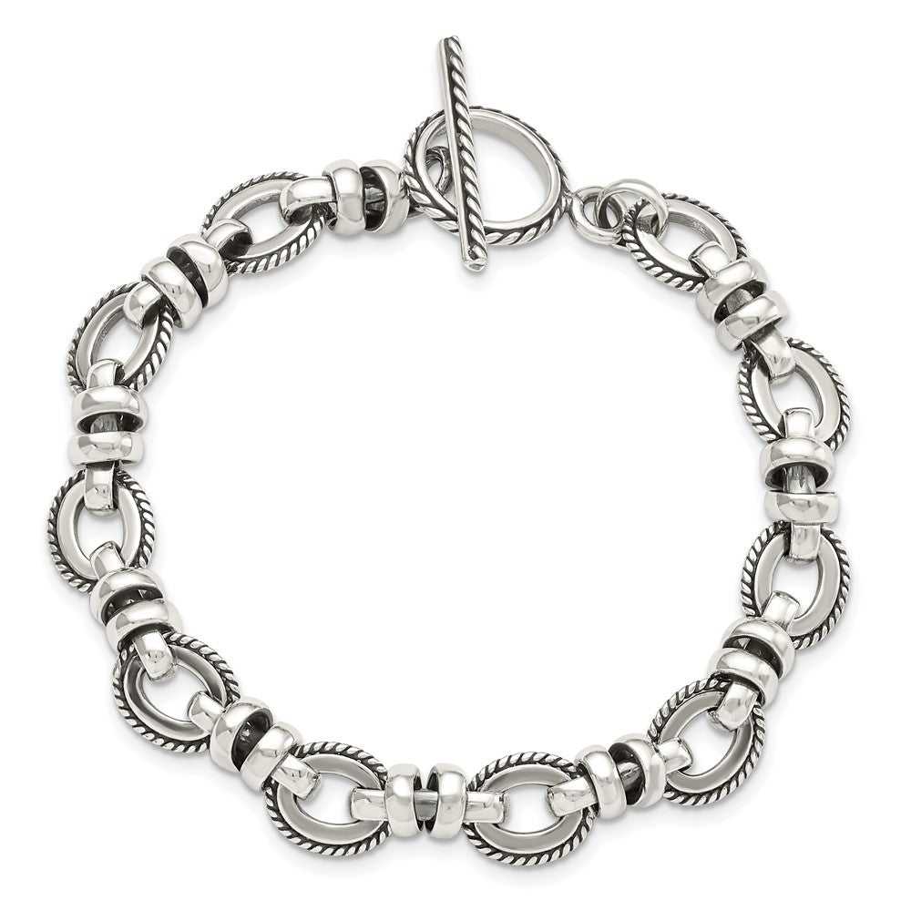 Sterling Silver Antiqued Fancy Link Bracelet