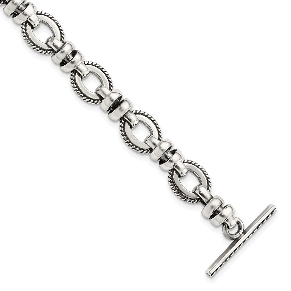 Sterling Silver Antiqued Fancy Link Bracelet