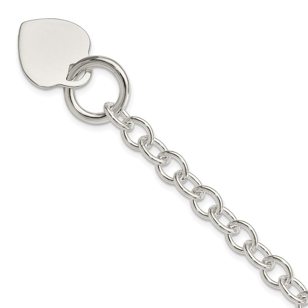 Sterling Silver Engraveable Heart Disc Toggle Bracelet