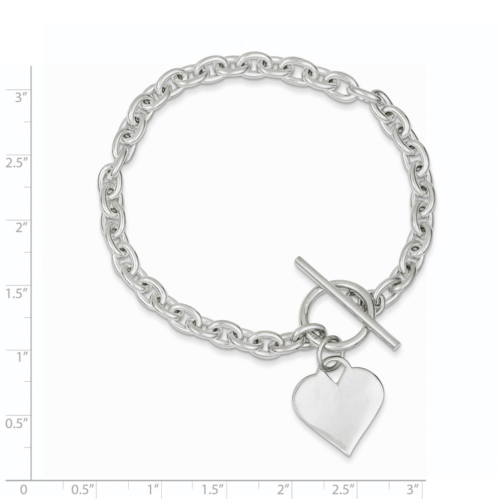 Sterling Silver Engraveable Heart Toggle Bracelet