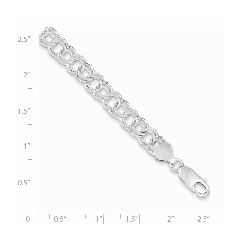 Sterling Silver 7.6mm Double Link Charm Bracelet