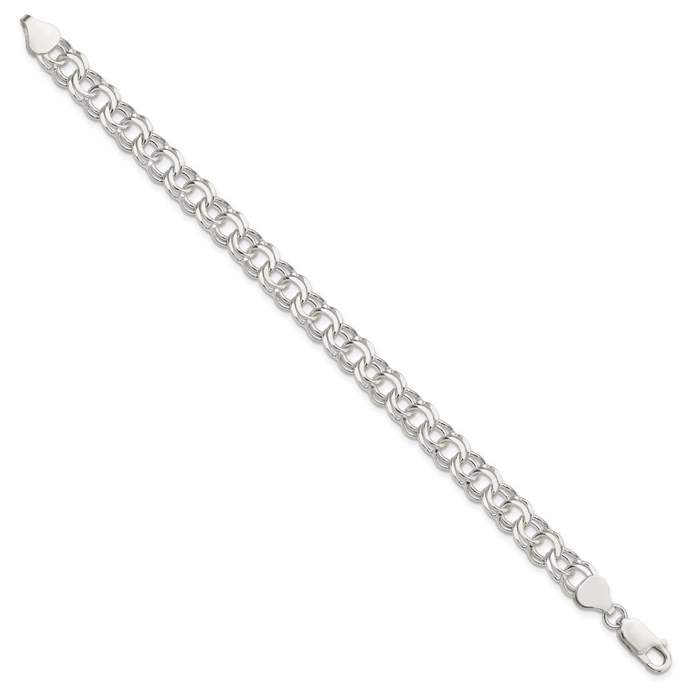 Sterling Silver 7.6mm Double Link Charm Bracelet