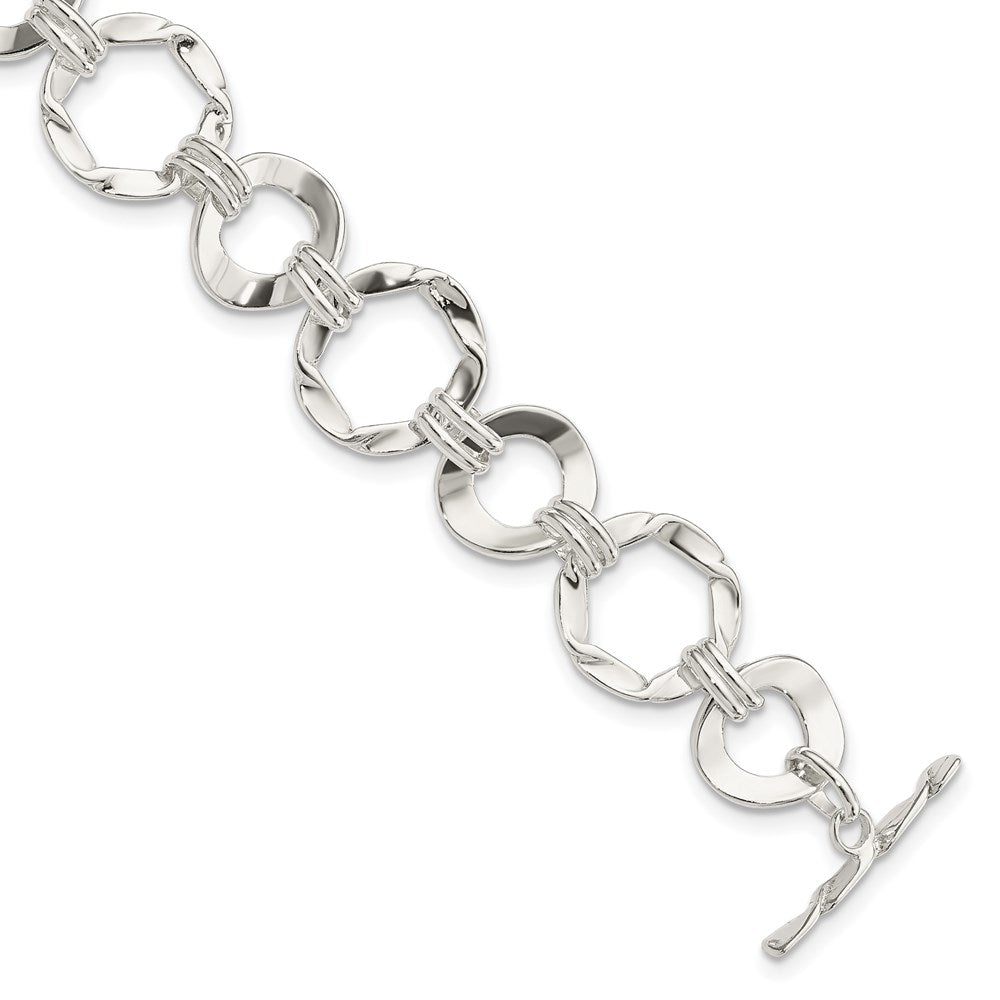 Sterling Silver Fancy Circle Link Bracelet