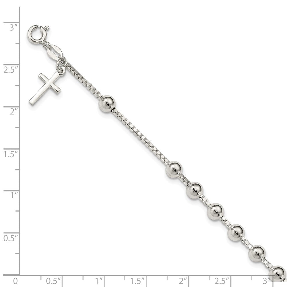 Sterling Silver Cross on Bead Bracelet