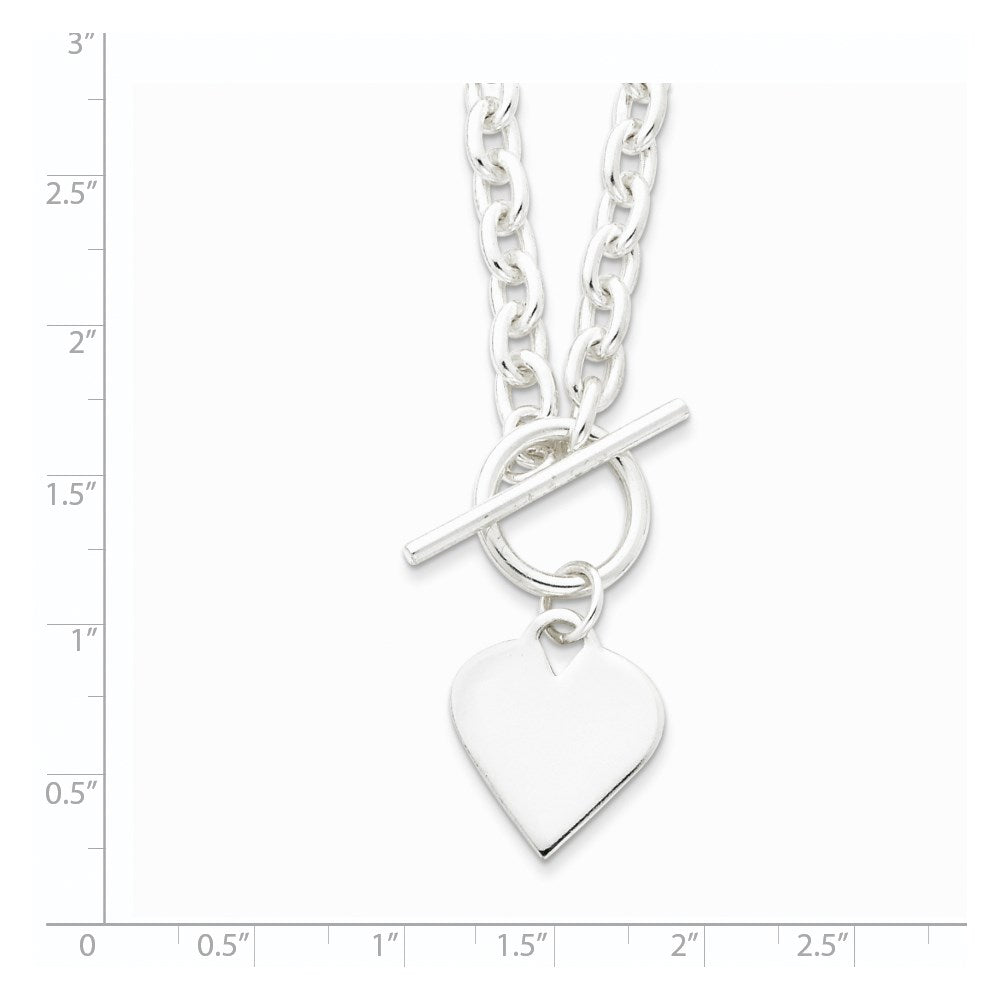 Sterling Silver Engraveable Heart Toggle Necklace