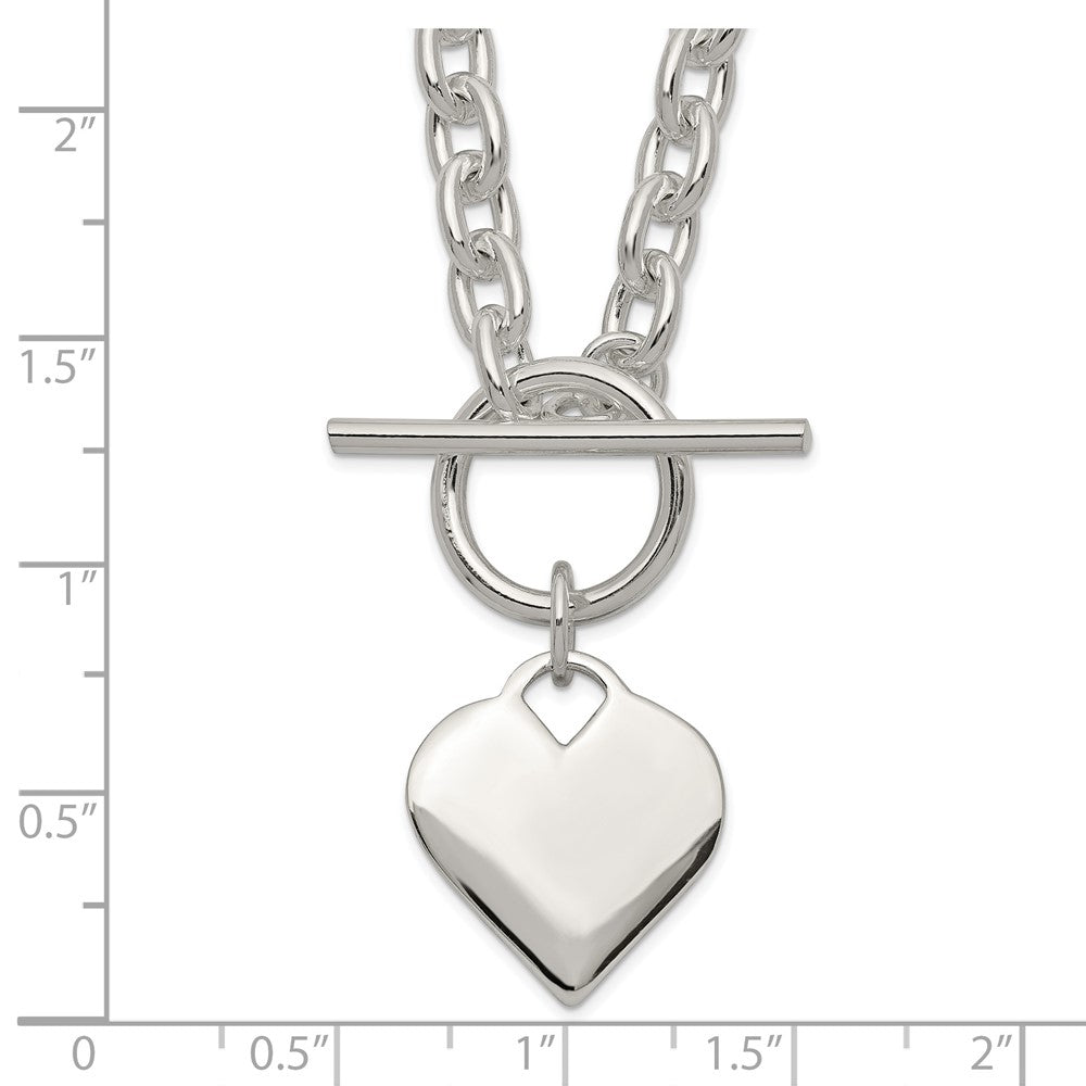 Sterling Silver Engraveable Heart Toggle Necklace