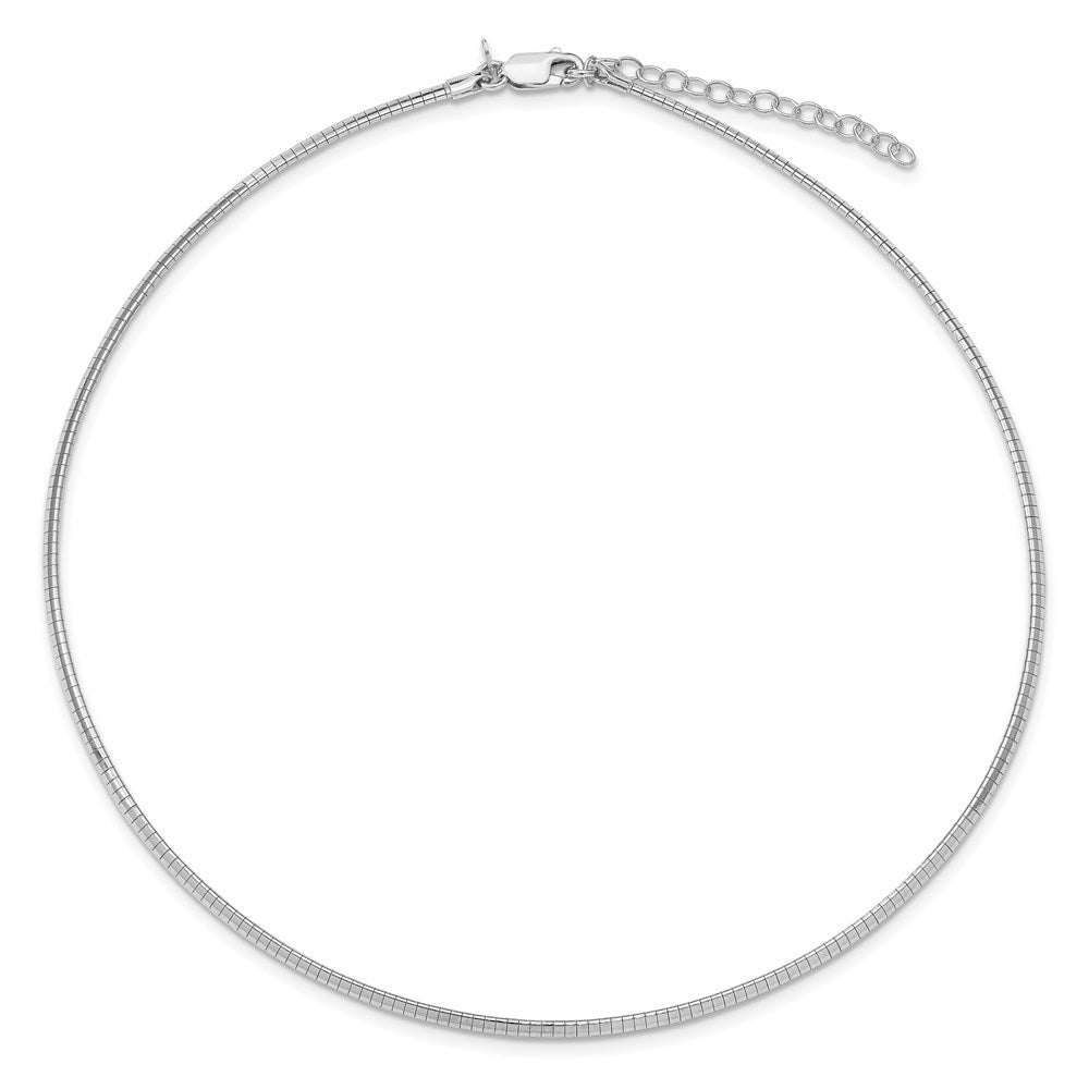 Sterling Silver Rhodium-plated 2mm with 2 inch Extention Cubetto Chain