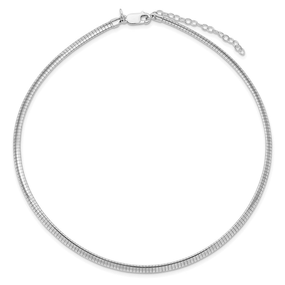 Sterling Silver Rhodium-plated 4mm with a 2 inch Extention Cubetto Chain