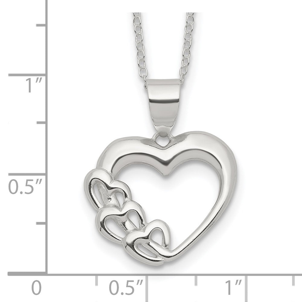 Sterling Silver Rhodium-plated Heart Necklace