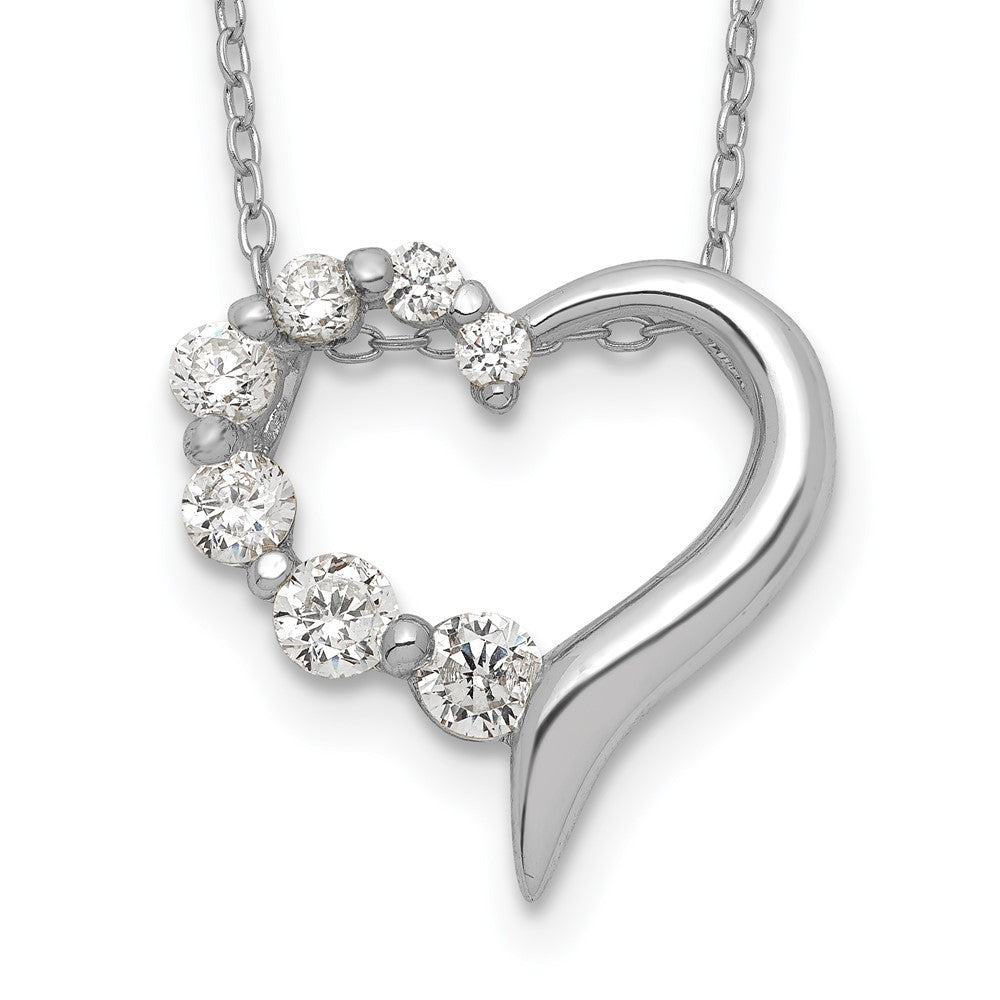 Sterling Silver CZ Heart Journey Necklace