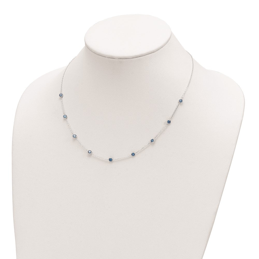 Sterling Silver 9-Station Blue CZ Necklace