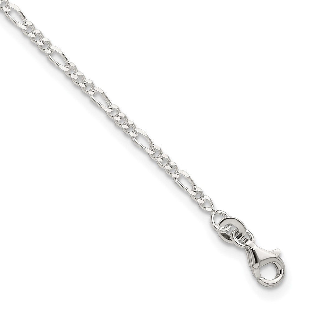 Sterling Silver D/C  Polished Figaro 9in Plus 1in ext. Anklet