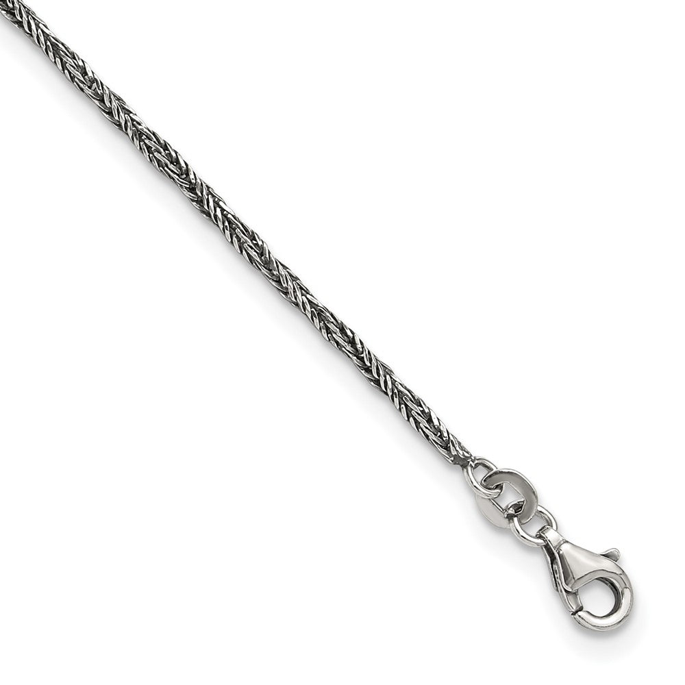 Sterling Silver 1.45mm Antiqued Anklet