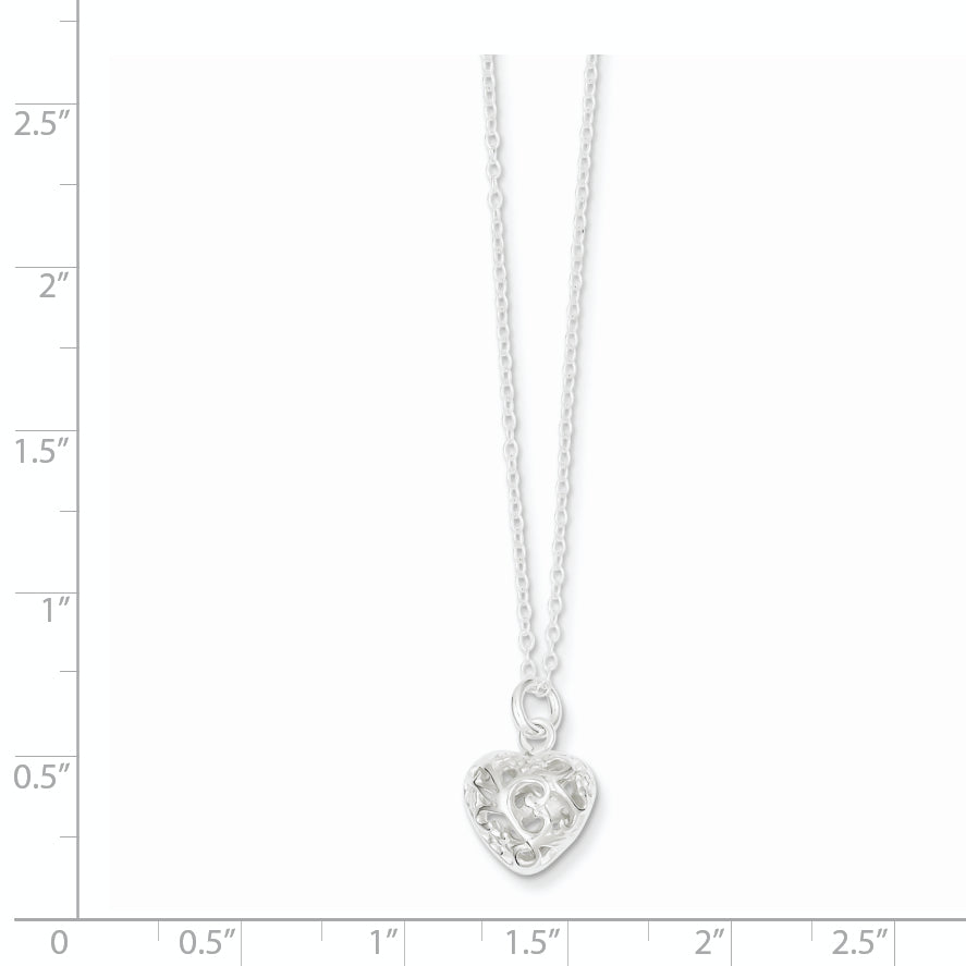 Sterling Silver Polished Puffed Heart Necklace QG2896