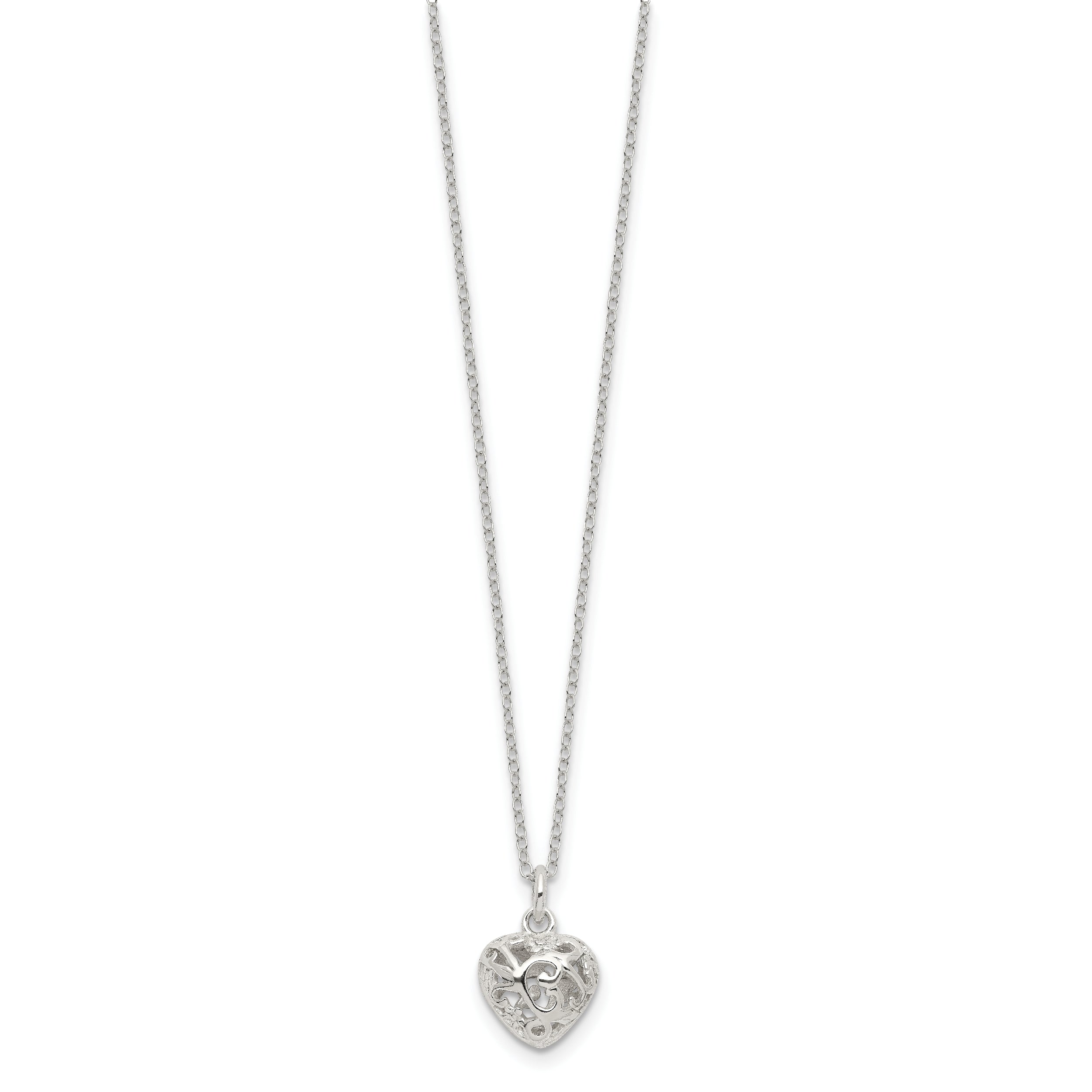 Sterling Silver Polished Puffed Heart Necklace QG2896