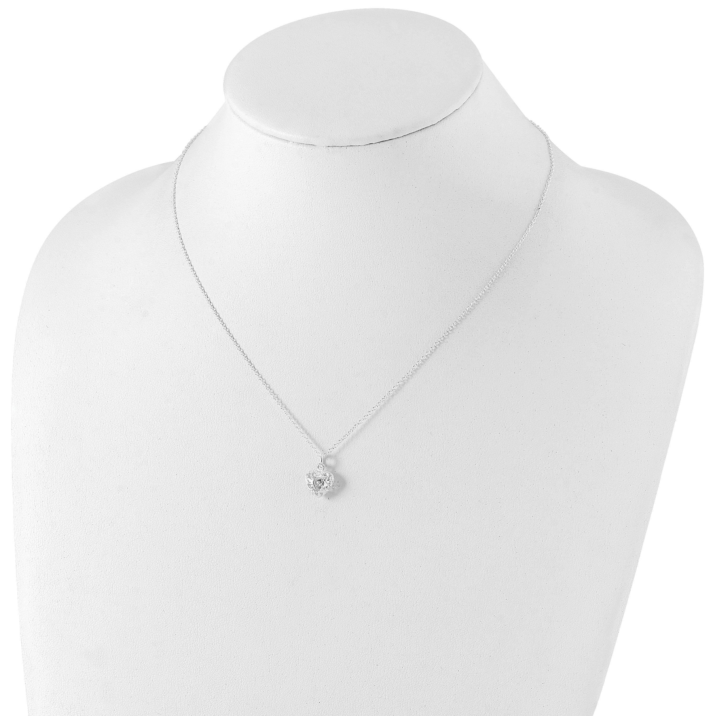 Sterling Silver Polished Puffed Heart Necklace QG2896