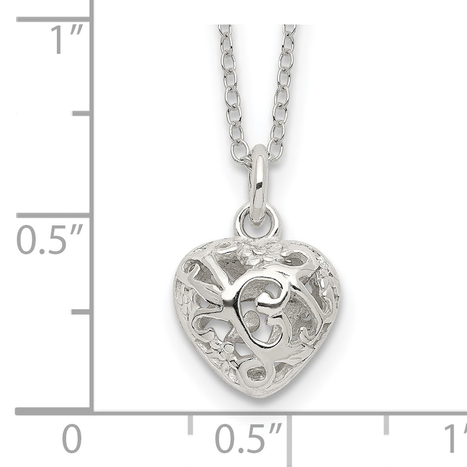 Sterling Silver Polished Puffed Heart Necklace QG2896