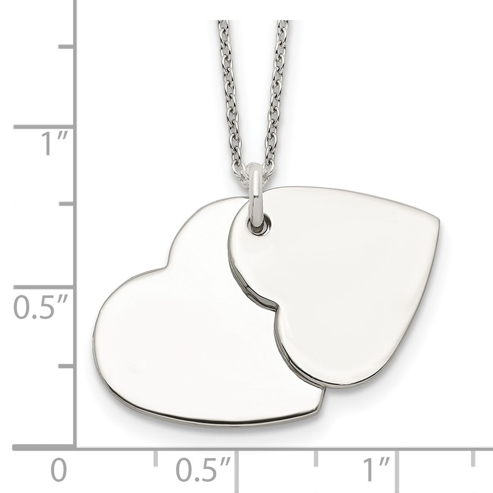 Sterling Silver Polished Double Heart Necklace