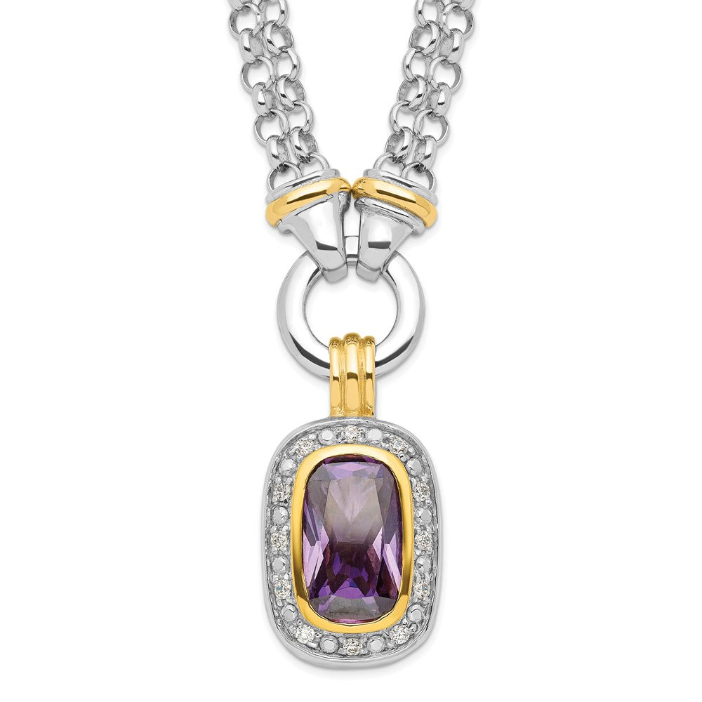 Sterling Silver Flash Gold-plated CZ Necklace