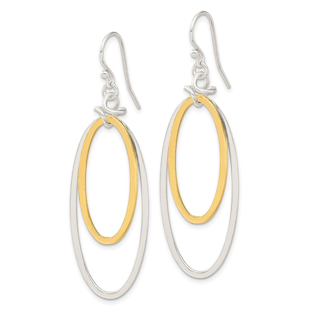 Sterling Silver and Vermeil Polished Drop Necklace and Earring Set