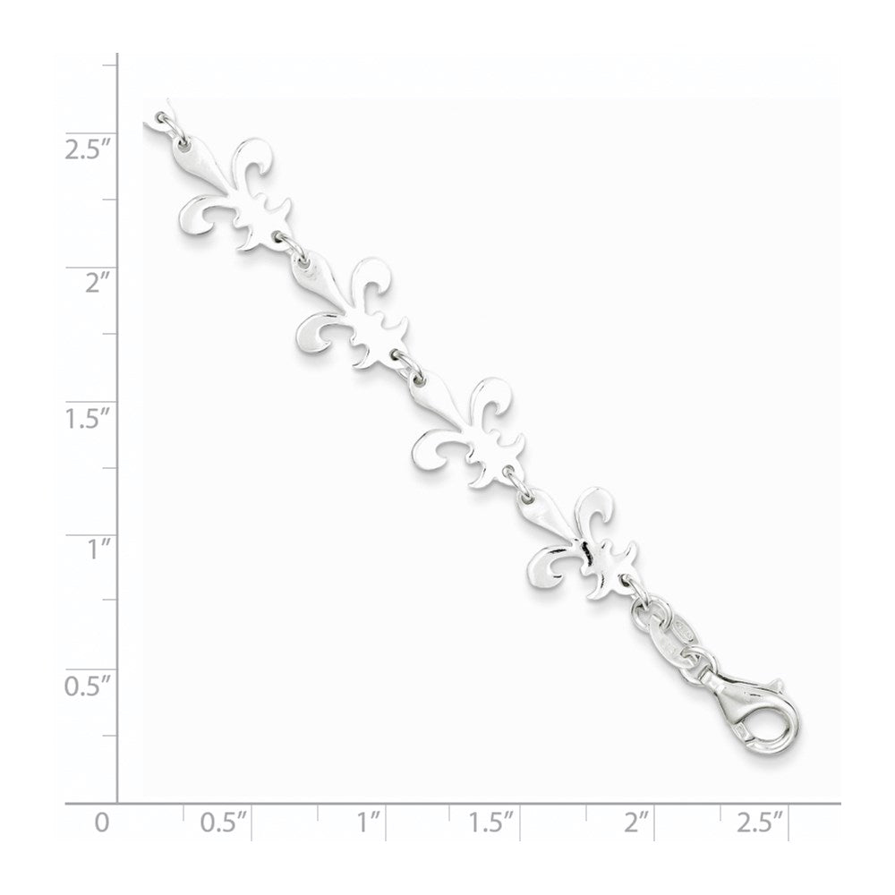 Sterling Silver Polished Fleur De Lis Bracelet